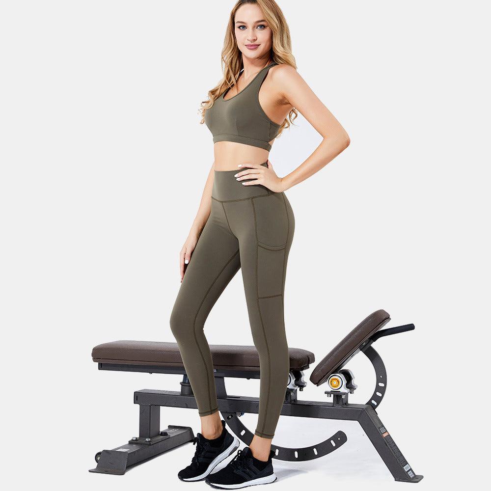 GYM-YOGA LEGGINGS WITH SIDE POCKET AND TOPS SET - PADMAAUK