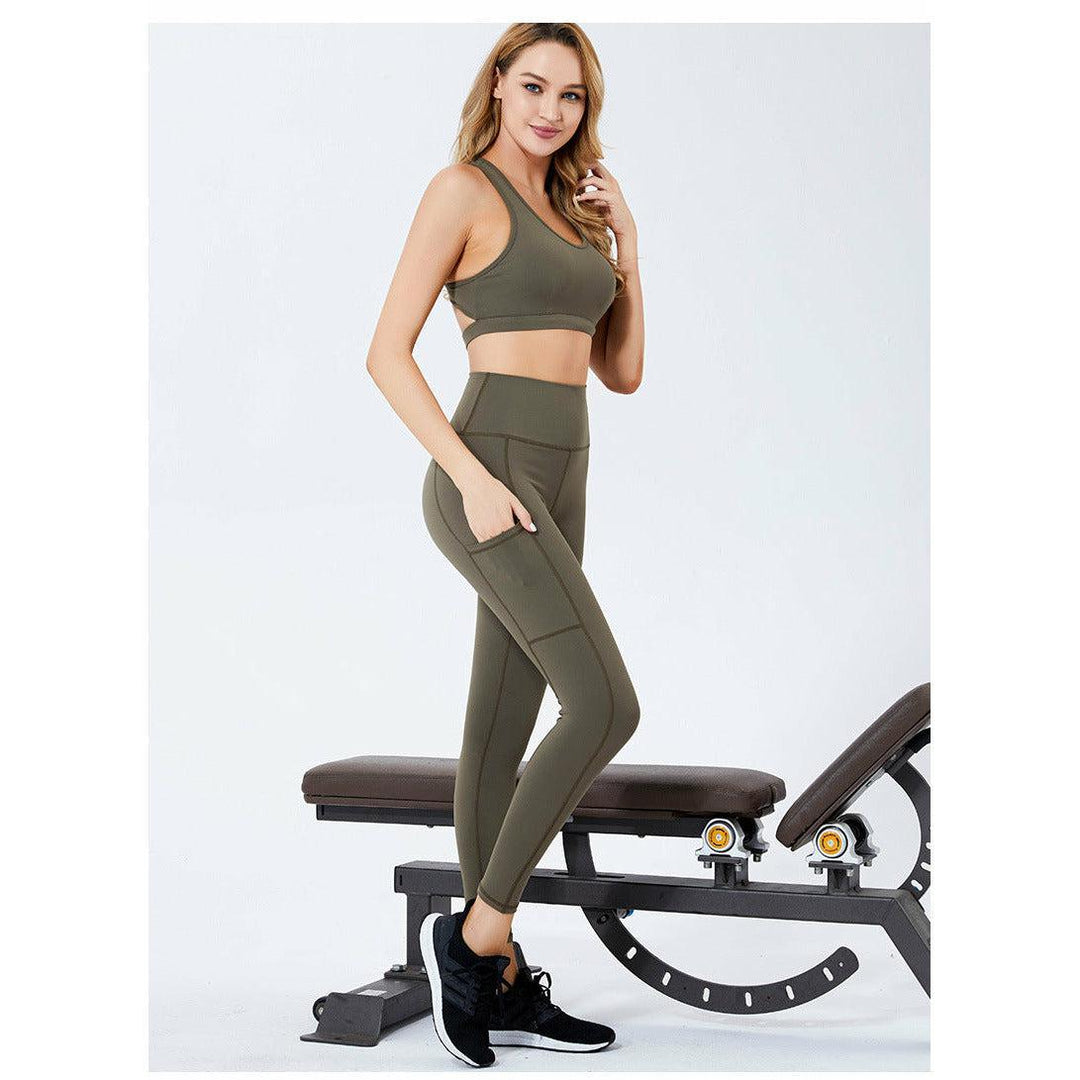 GYM-YOGA LEGGINGS WITH SIDE POCKET AND TOPS SET - PADMAAUK